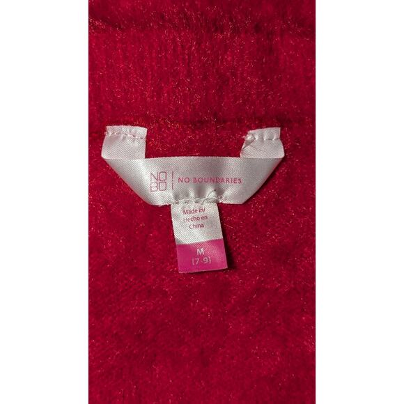 No Boundaries Long Pile Soft Knit Sweater Long Sleeve V Neck Pullover Medium - Picture 4 of 5